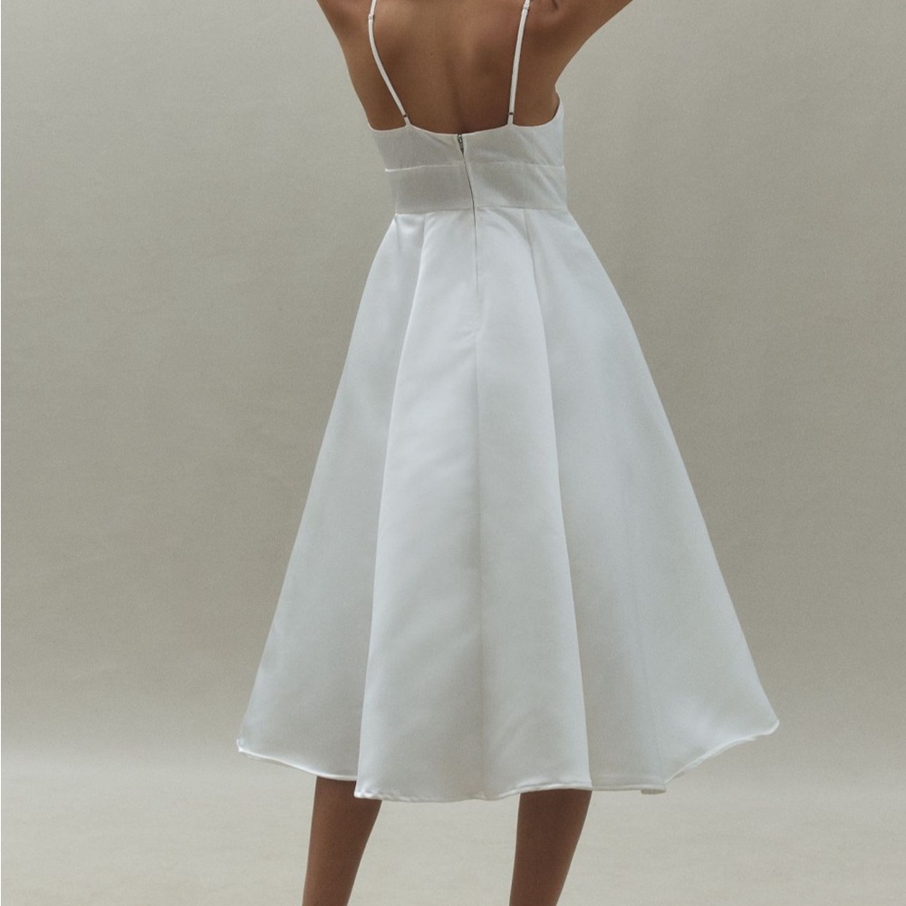 BHLDN Scoop Neck Fit n Flare Satin MIDI Dress - Picture 3 of 3